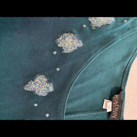 PICCADILLY Fluid Jersey Maxi Dress with bedazzle in peacock blue Christmas - Picture 9 of 13